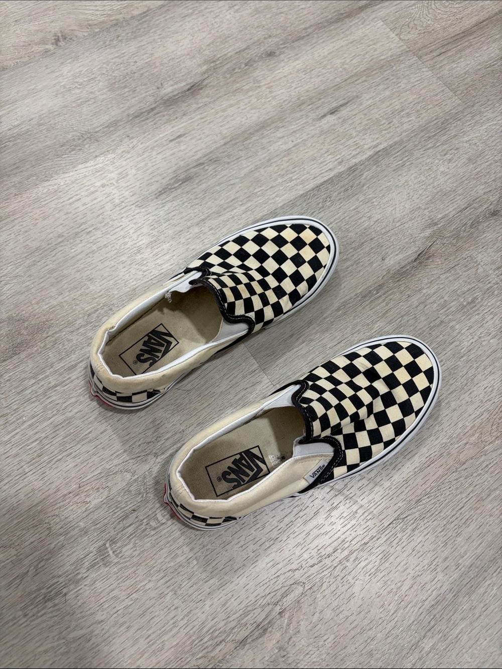Vans Women’s Slip-On Checkerboard Sneakers - Black & Cream